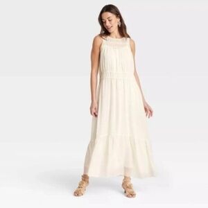 New wo Tags SHEER Layered TIERED Maxi Dress SIZE L